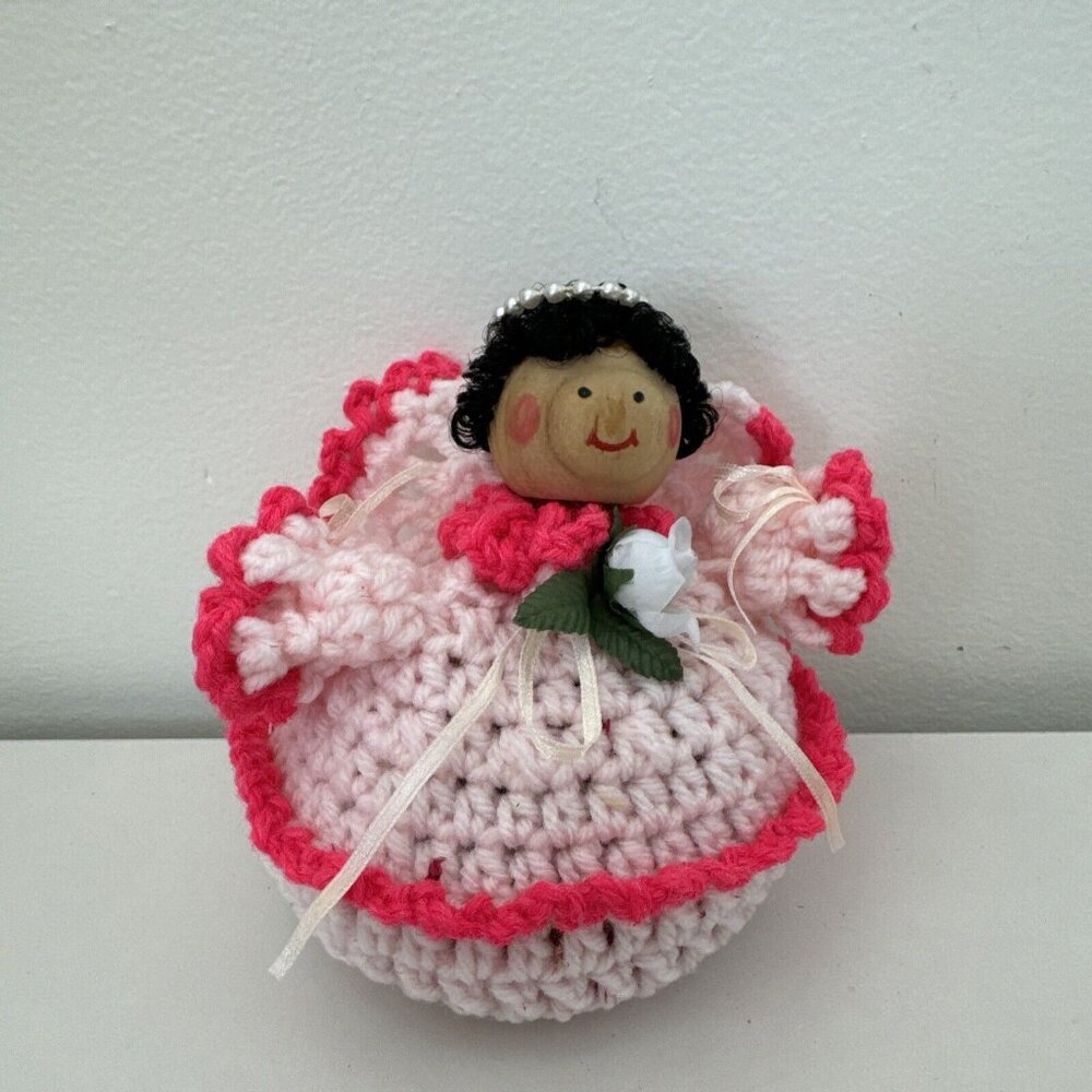 Homemade Handmade Crochet Angel Gift Pink Gray